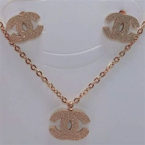 chanel inspired necklase|Chanel necklace and earring set.